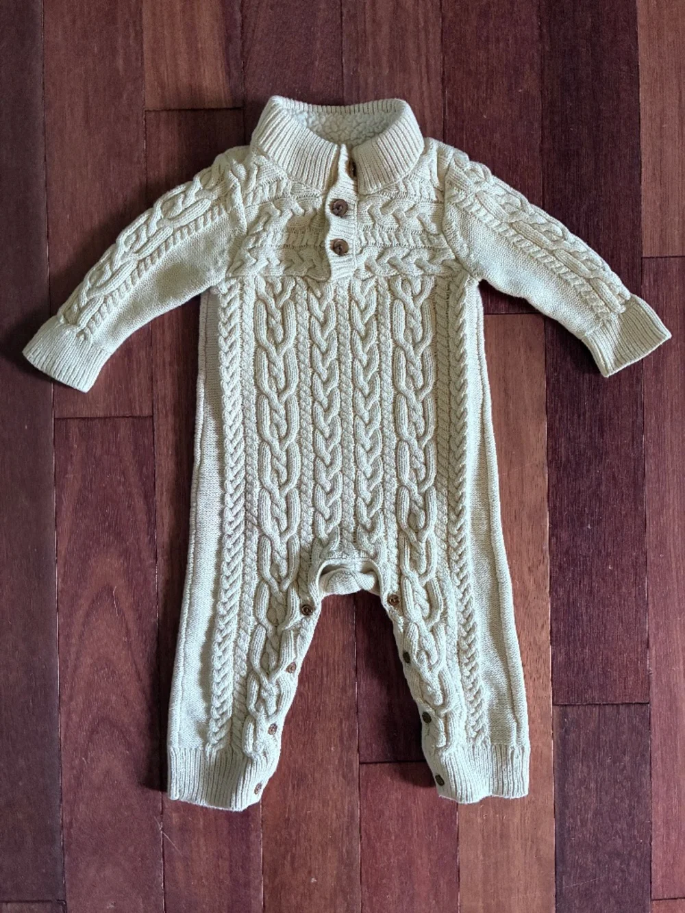 Gap Baby Cable Knit Cotton Sweater Romper Ivory Cream 12-18 Months